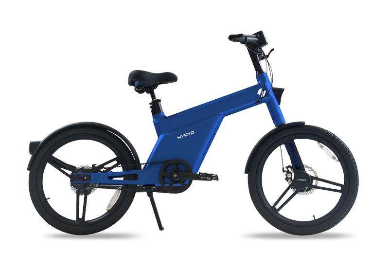 Ebike deportiva de hidrógeno con diseño vanguardista y eficiencia energética.