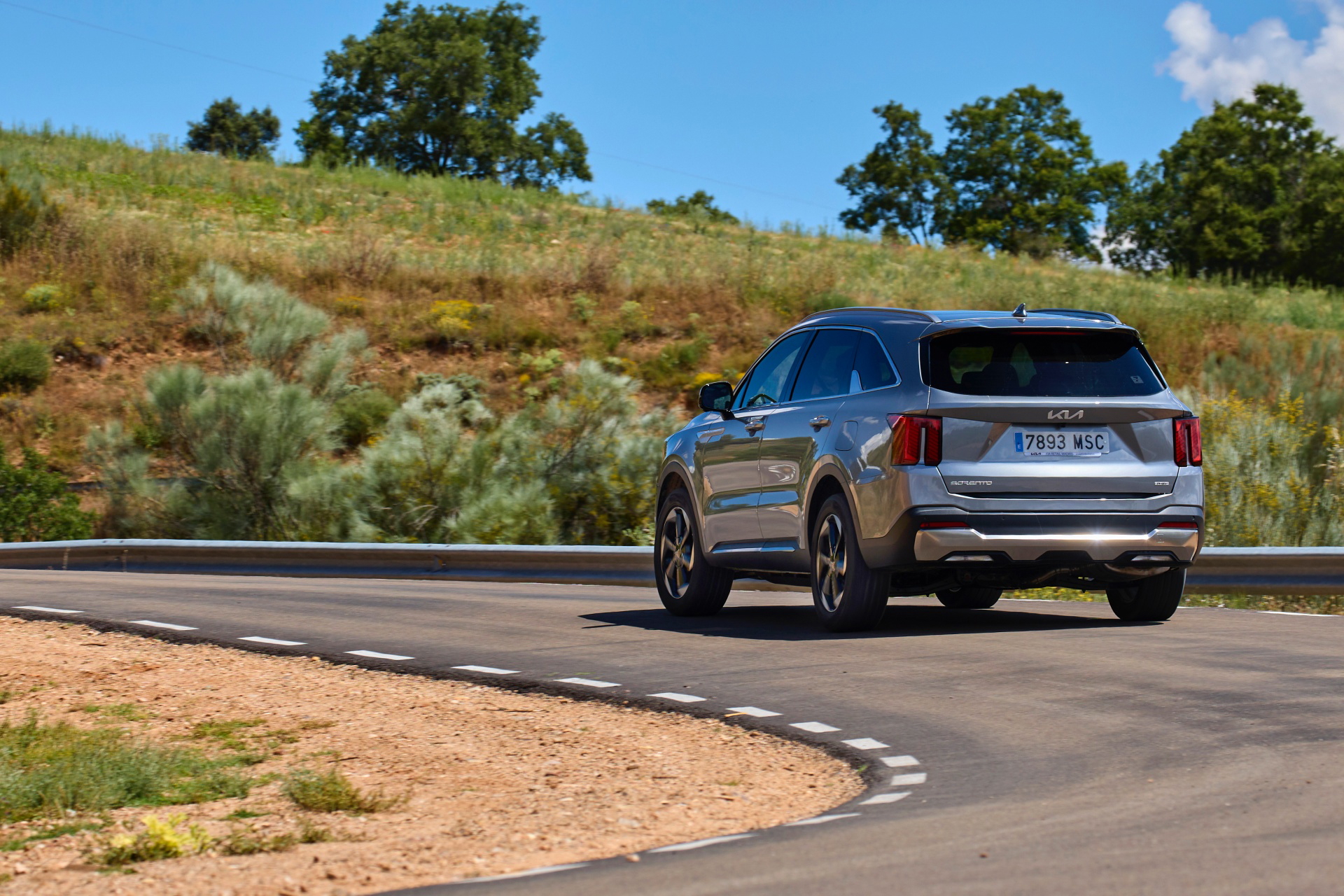 Vista dinámica del Kia Sorento 2024 enfatizando su diseño lateral.