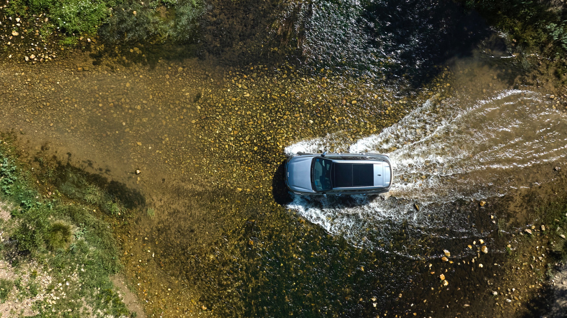 Vista aérea del Kia Sorento 2024 destacando su capacidad off-road
