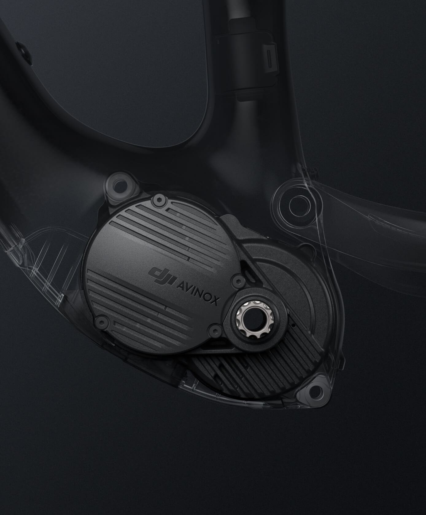 Vista parcial de un motor eléctrico innovador, enfoque en su diseño compacto y estructura.