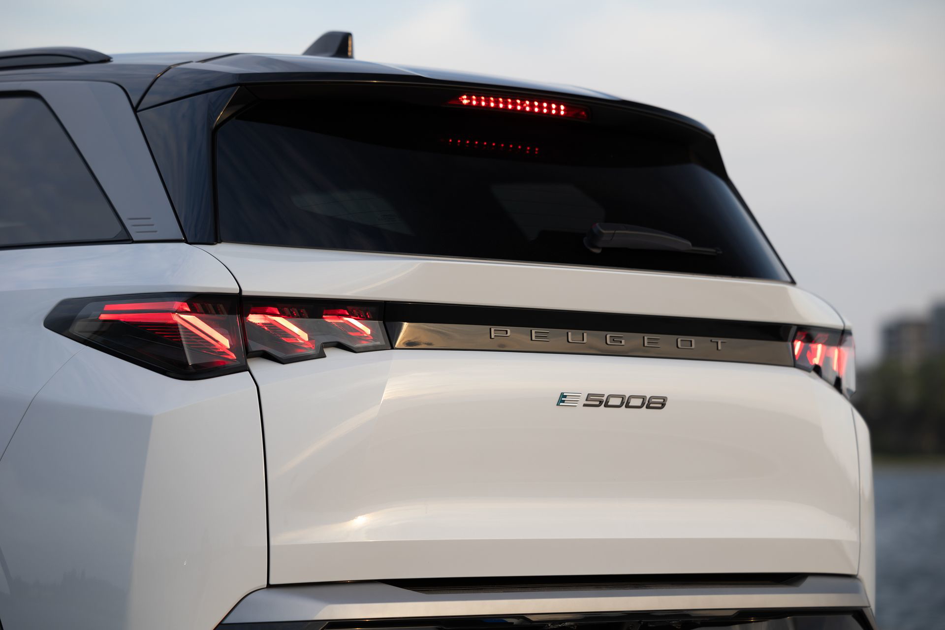 Vista trasera del Peugeot 5008 mostrando líneas y ópticas distintivas.