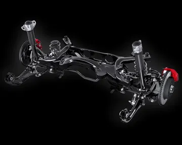 Vista innovadora del sistema de suspensión Lexus LBX.