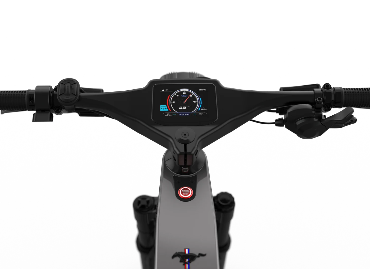 Panel de instrumentación digital de la ebike Mustang con acabados deportivos
