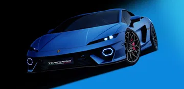 Vista agresiva del Lamborghini Temerario 2024 en tono Blu Marinus. Vista agresiva del Lamborghini Temerario 2024 en tono Blu Marinus.