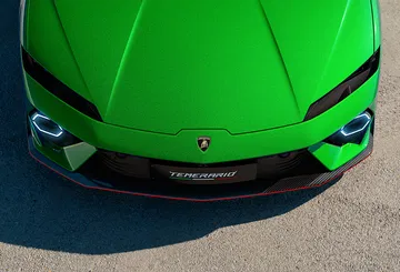 Vista frontal del Lamborghini Temerario 2024 en color Verde Mercurius