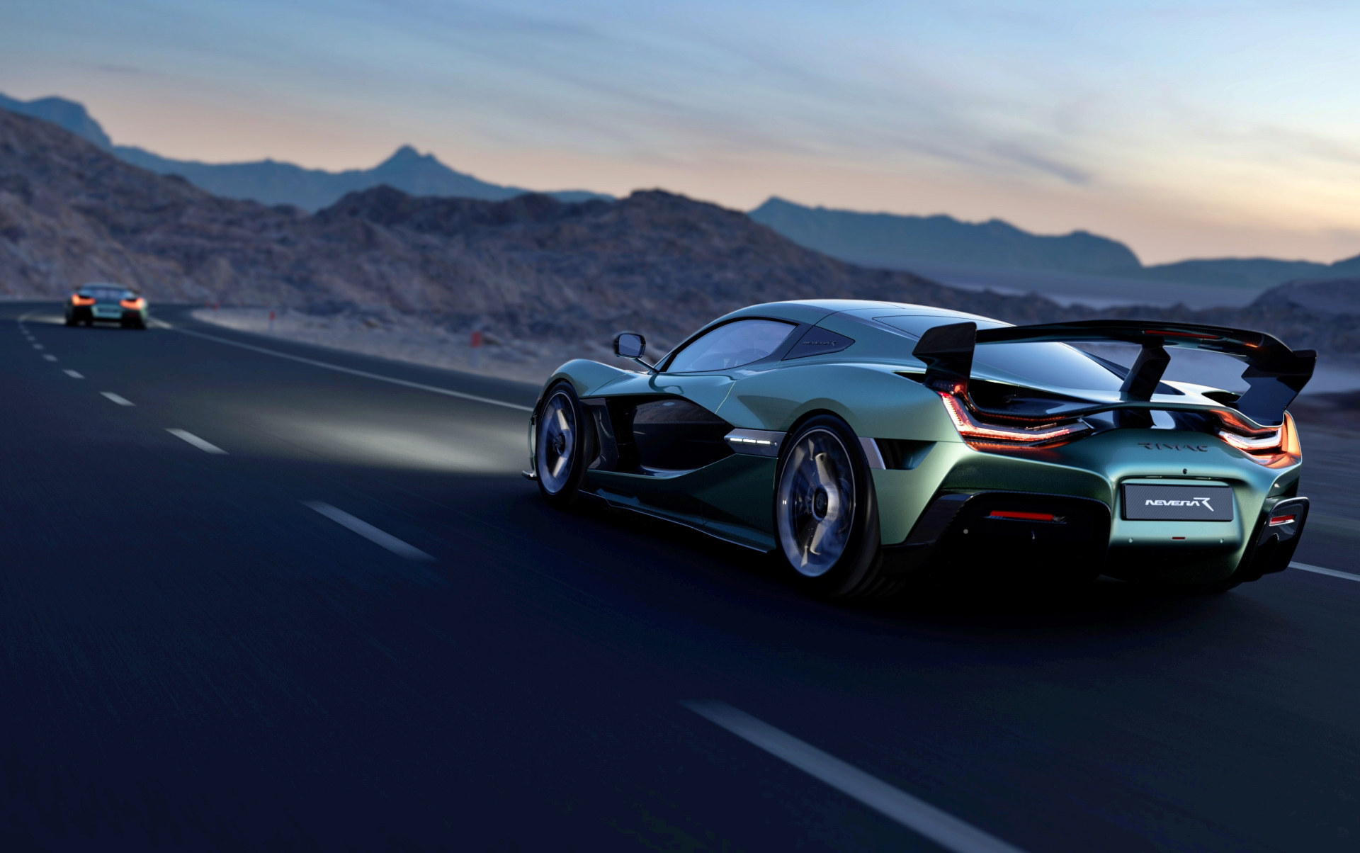 La impresionante silueta del Rimac Nevera R desafiando el asfalto del circuito.