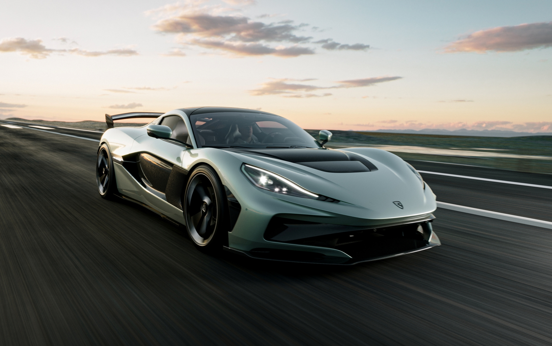 El Rimac Nevera R en pleno despliegue de su elegancia y potencia eléctrica.