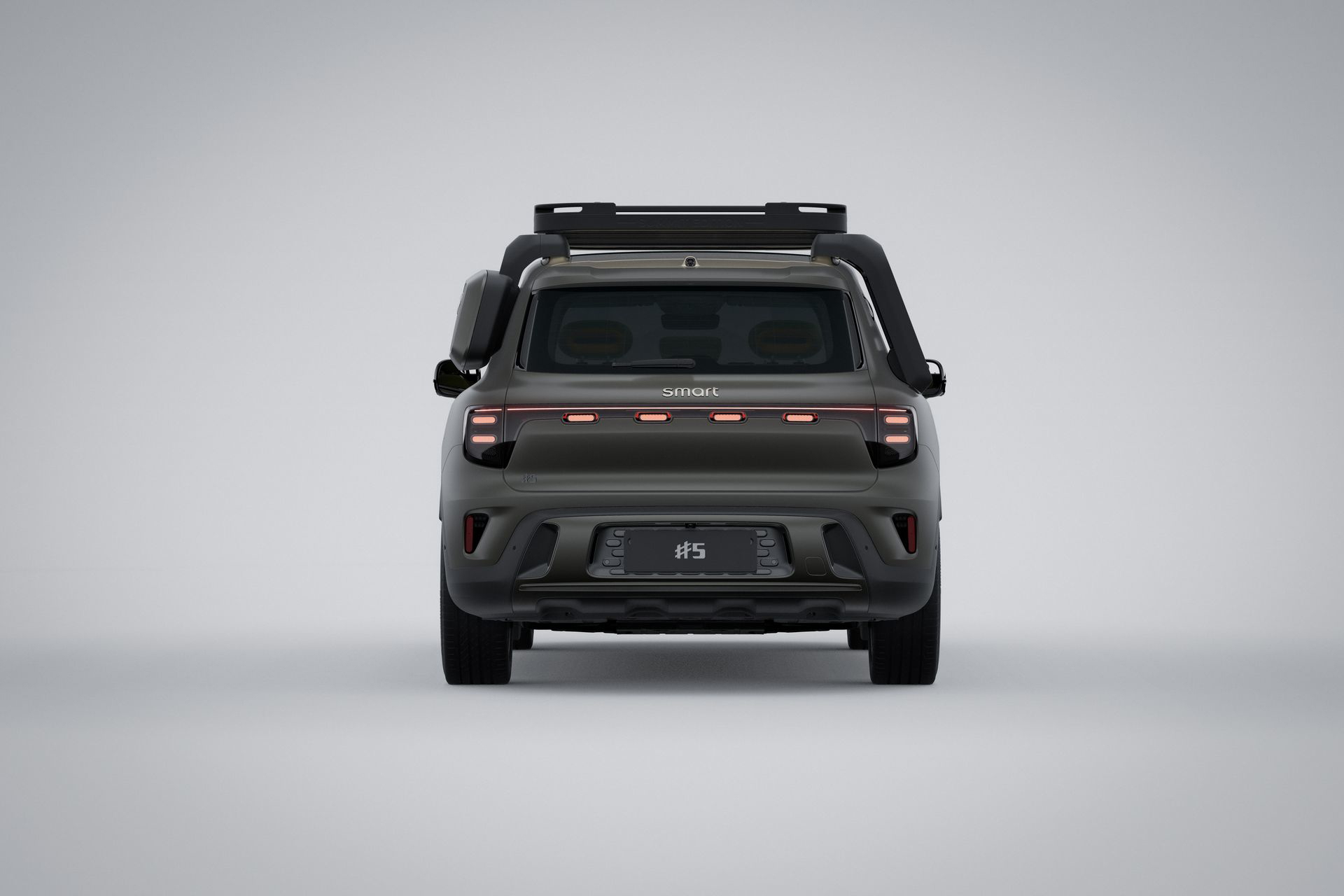 Vista frontal del SUV eléctrico de Smart, resaltando su robustez y estilo moderno.