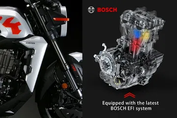 Scrambler futurista con diseño cyberpunk, destaca por sus 40 CV a un precio accesible.