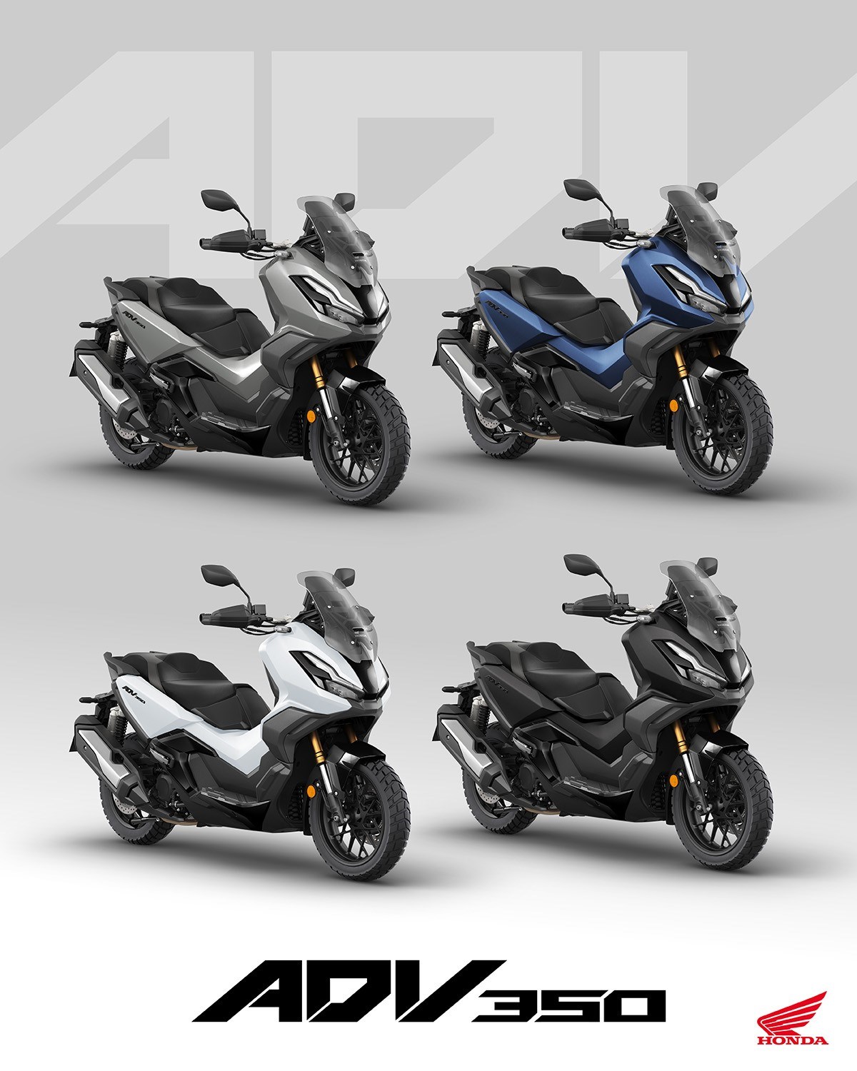 Vista combinada Honda ADV 350, diseño versátil y moderno