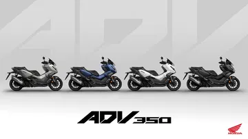 Scooter Honda ADV 350 en varias perspectivas, muestra su diseño versátil y robusto.