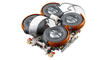 Réplica LEGO Technic del vehículo lunar, detallismo fascinante.