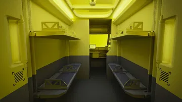 Vista interior de la Renault Estafette Concept, mostrando diseño funcional y moderno.