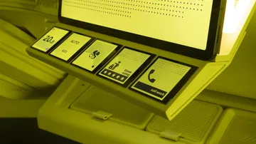 Vista de la consola central con botones de mando en el Renault Estafette Concept