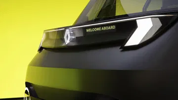 Vista parcial mostrando la delantera perfilada y ópticas del Renault Estafette Concept