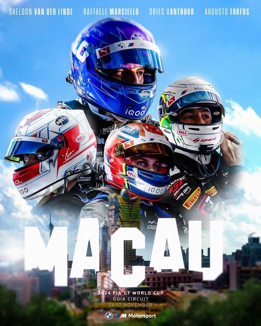Cartel promocional del BMW M4 GT3 en Macao 2024