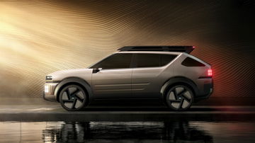 Vista lateral del concepto vanguardista de un SUV Hyundai impulsado por hidrógeno.