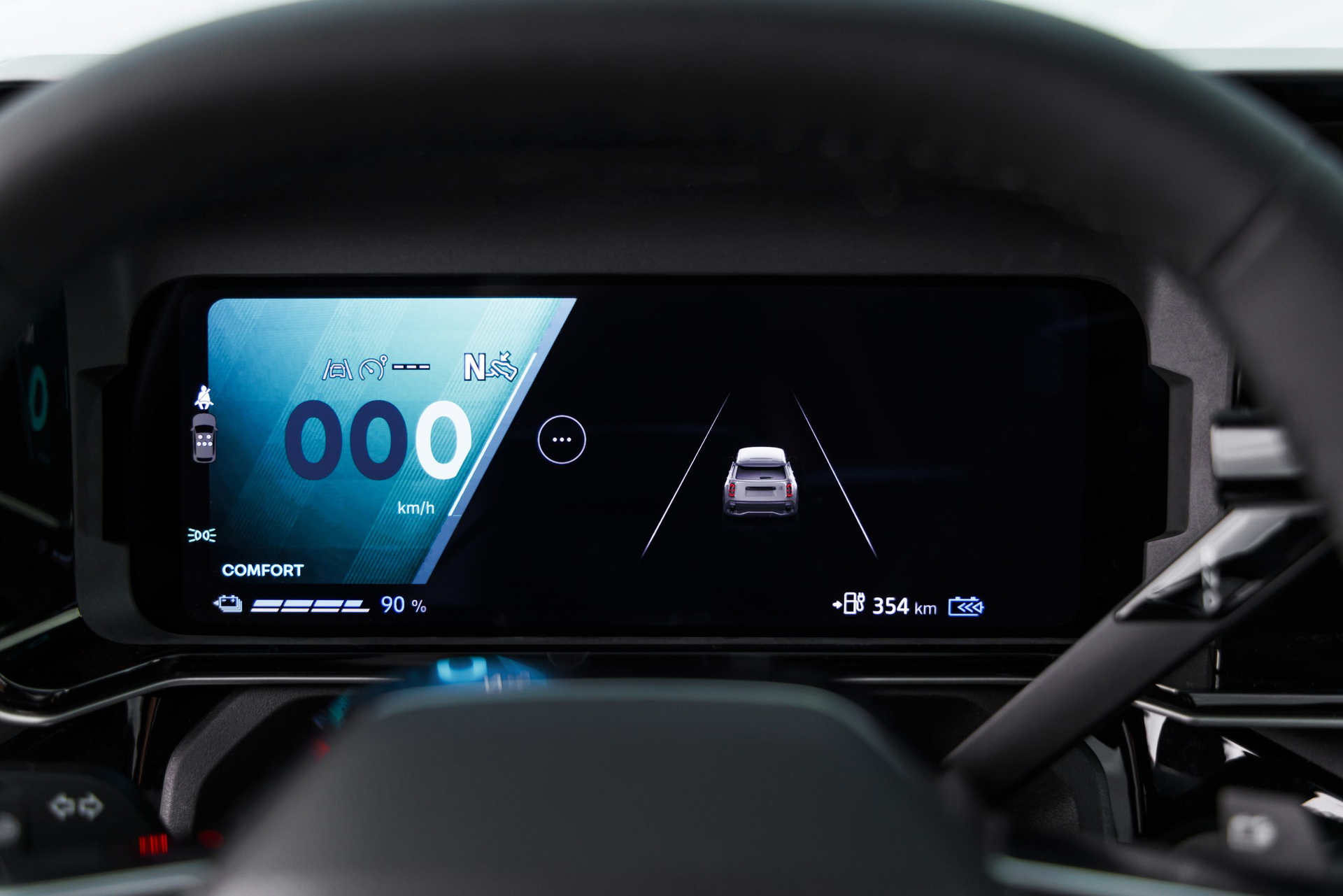Vista del avanzado cuadro de instrumentos digital del Renault 4.