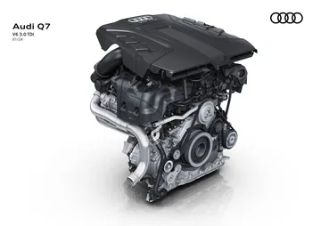 Vista del motor diesel V6 del Audi Q7, promete eficiencia y robustez.