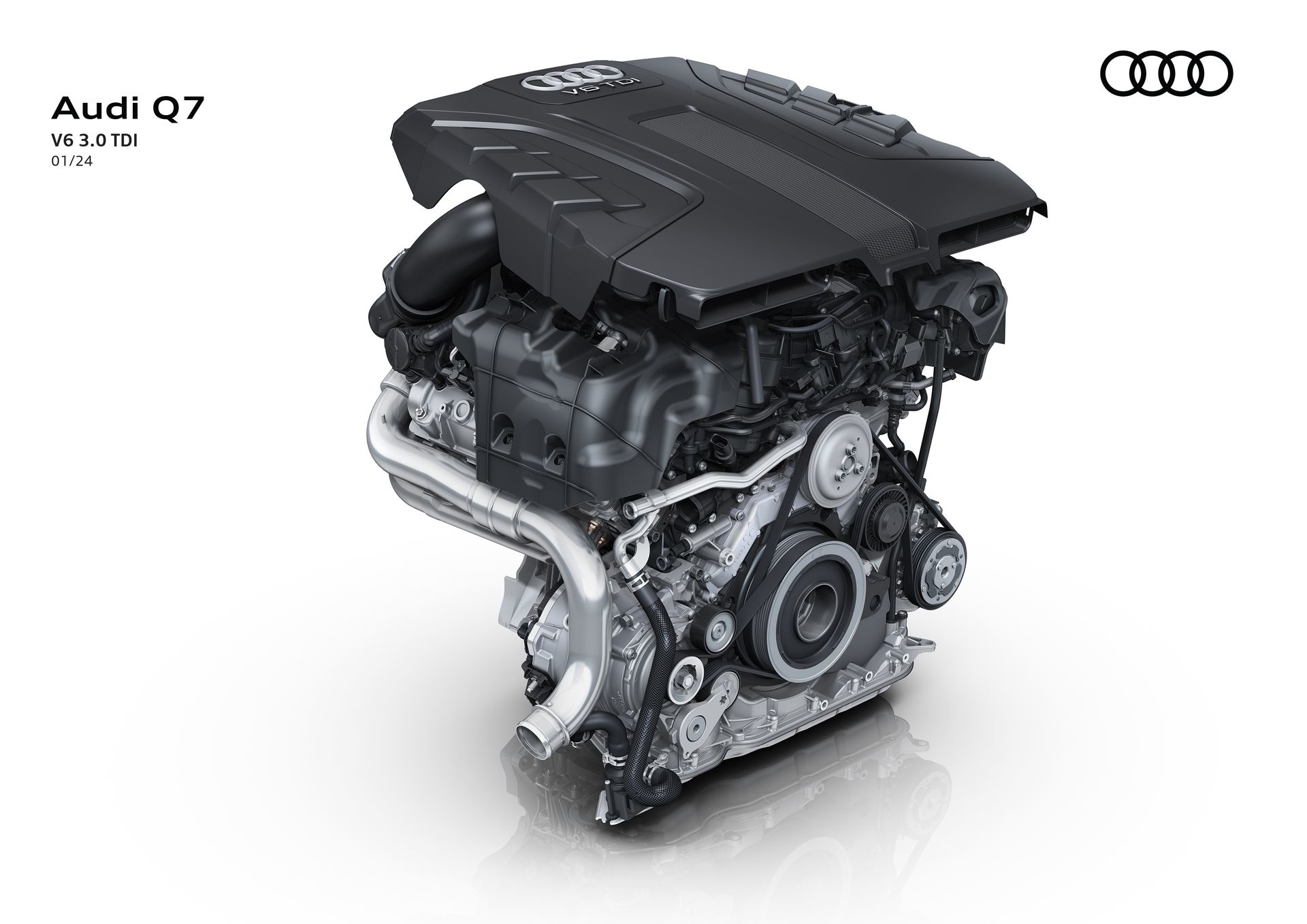 Vista del motor diesel V6 del Audi Q7, promete eficiencia y robustez.