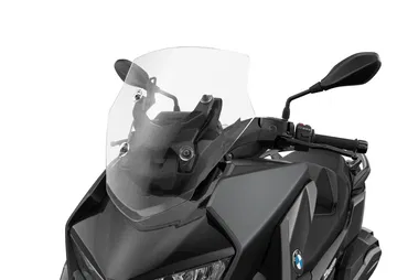 Vista lateral del scooter BMW C 400 GT, diseño elegante y deportivo.