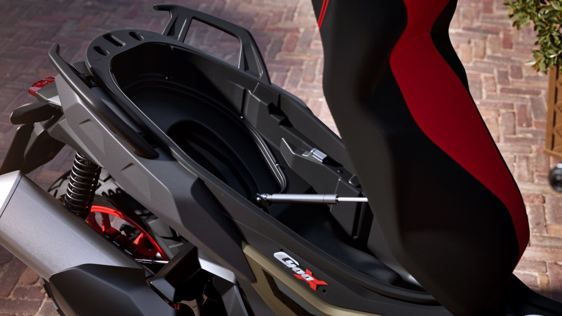 Vista lateral del robusto BMW C 400 X con acentos de diseño SUV.