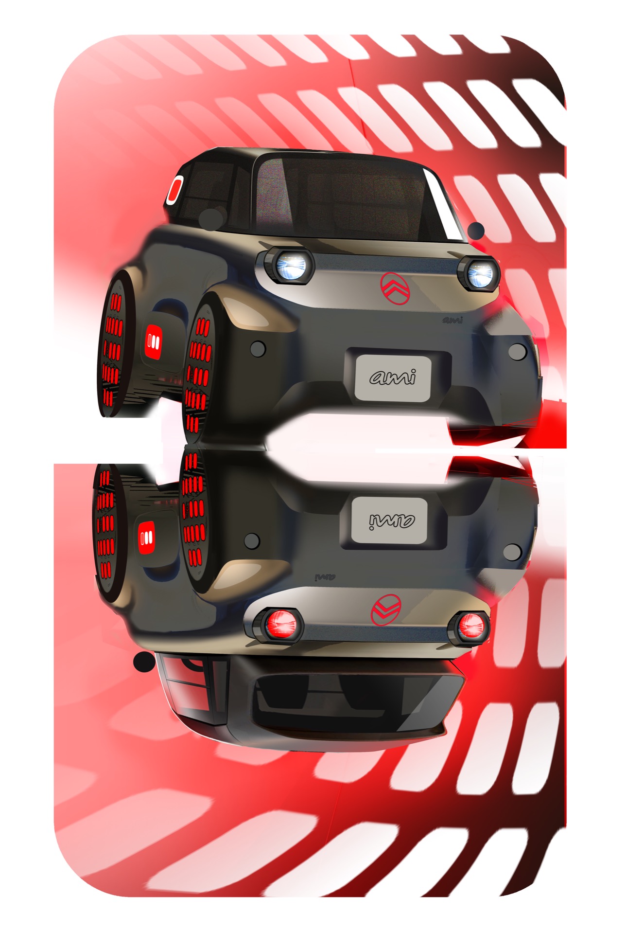 El Citroën AMI muestra su diseño compacto y utilitario, con focos traseros LED y líneas modernas.