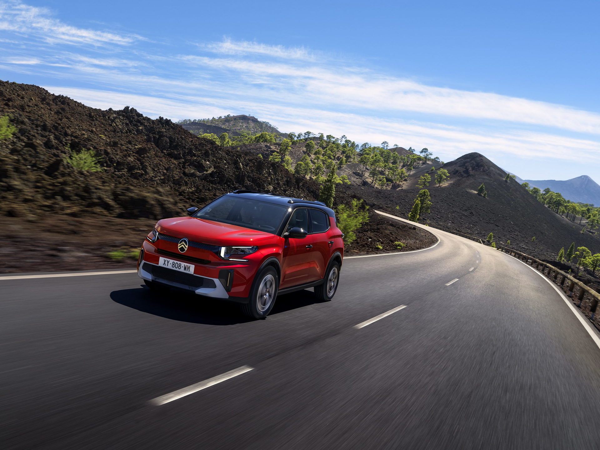 Vista dinámica del Citroën C3 Aircross en carretera
