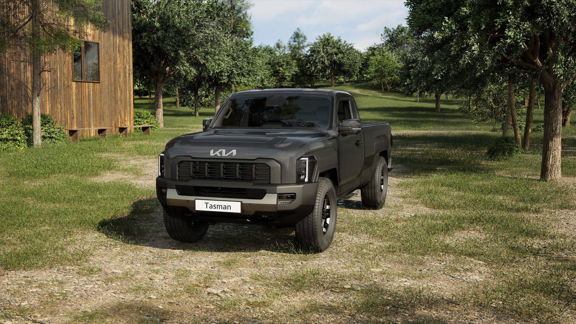 Nueva pick-up Kia Tasman 2025, diseño robusto con líneas modernas, listo para competir.