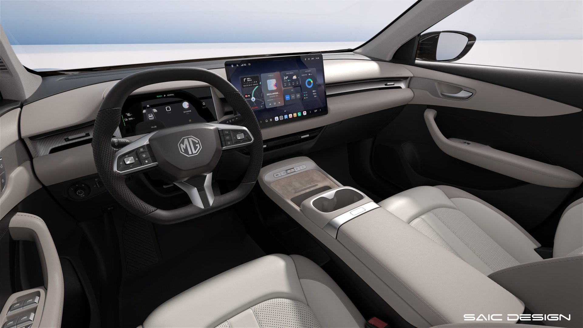 Vista del habitáculo del MG ES5, destacando su diseño moderno y acabados