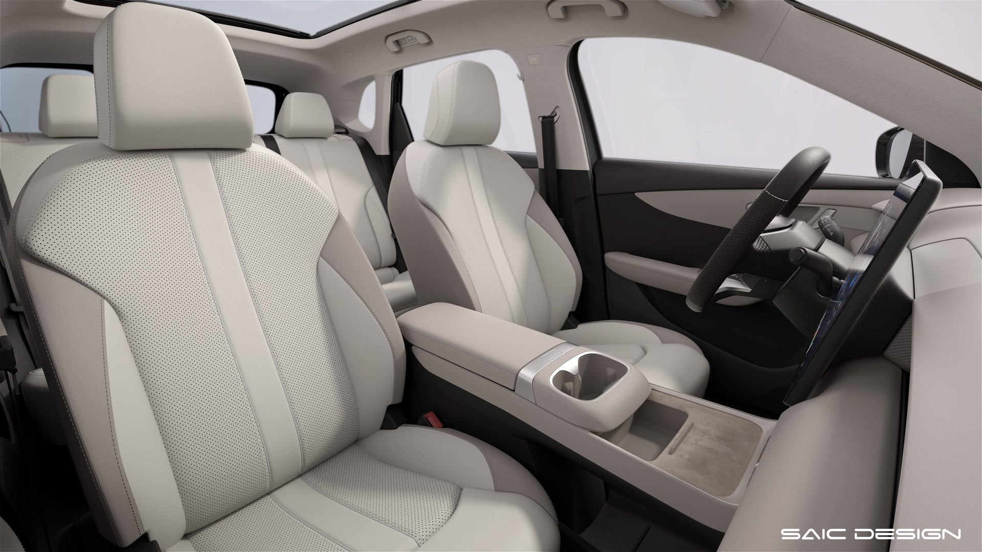 Vista de los asientos delanteros del MG ES5 destacando su tapicería y diseño ergonómico.