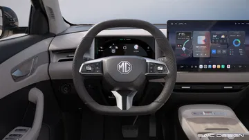 Vista del volante e instrumentación digital del MG ES5, claridad y modernidad.