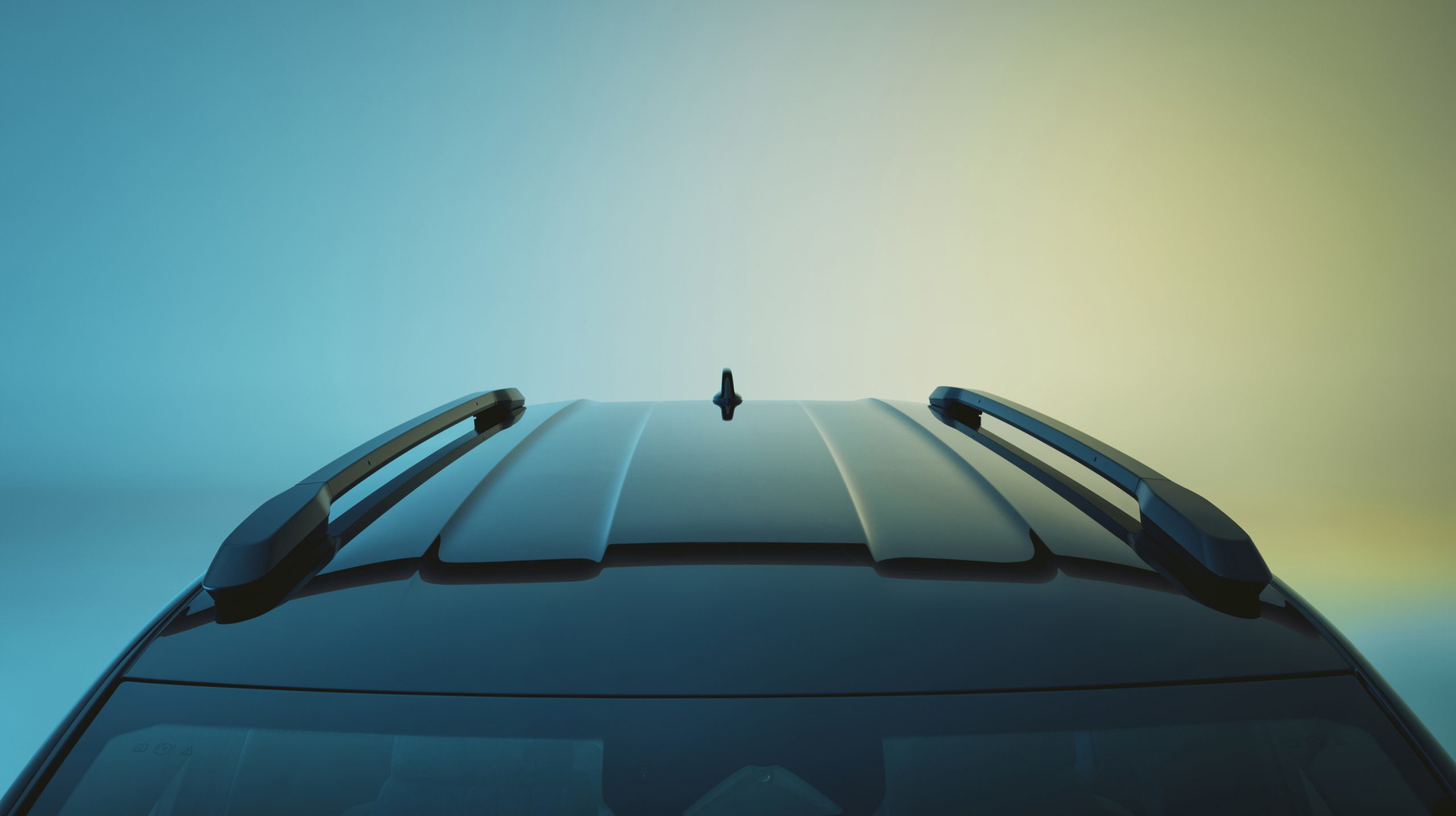 Vista minimalista del techo del Renault 4, iluminación suave resalta las líneas.