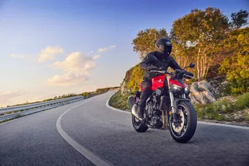 La CB1000 Hornet desafiando curvas con su estética agresiva y su motor de cuatro cilindros.