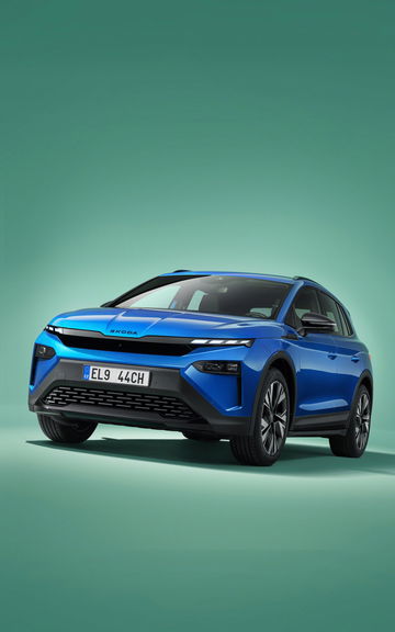 Estilizada delantera del Skoda Elroq con líneas modernas y aerodinámicas.