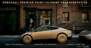 Vista lateral del innovador Tesla CyberCab en su debut