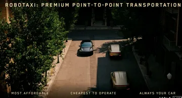 Vista trasera lateral del nuevo Tesla CyberCab, innovador y económico.