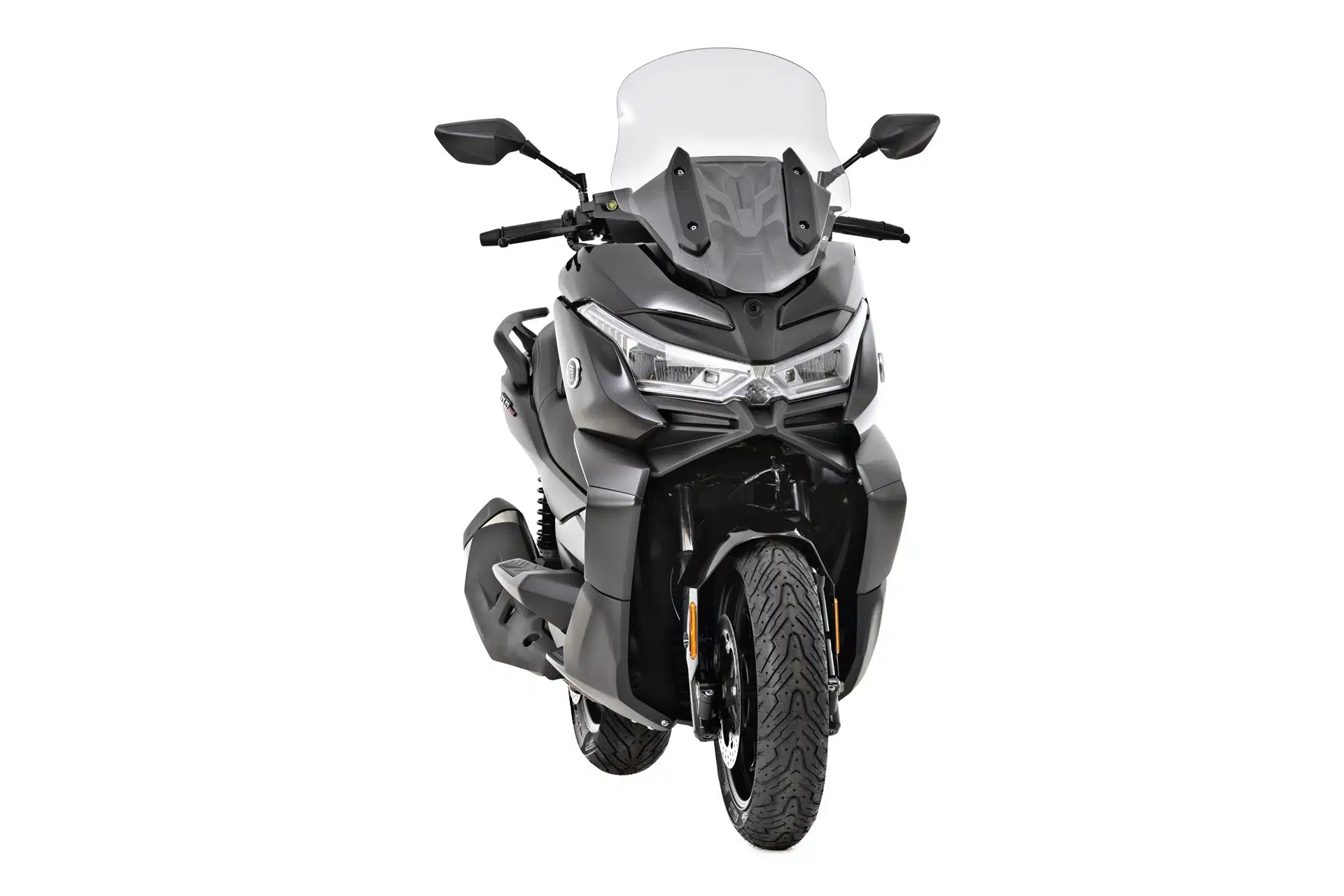 Vista frontal Voge SR4 MAX destacando su diseño moderno y aerodinámico.