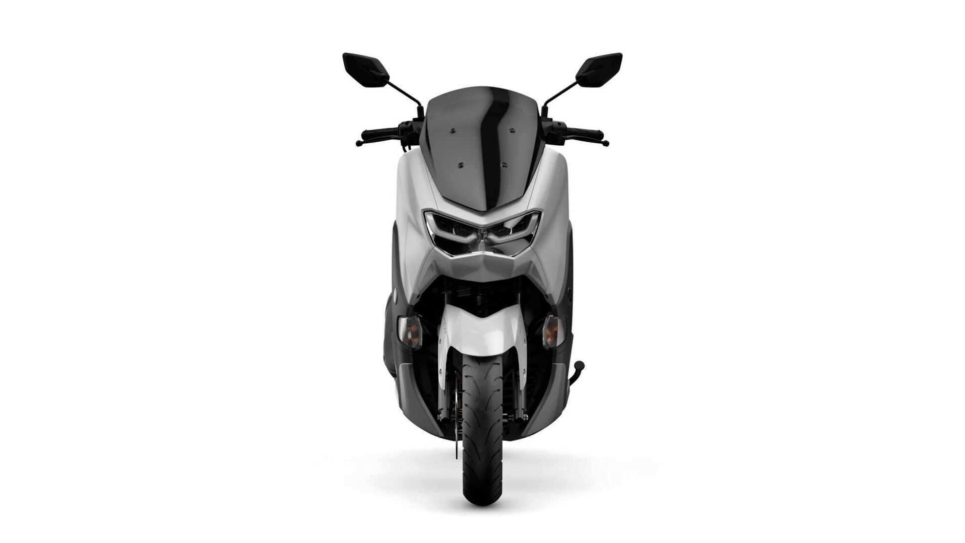 Vista frontal del Yamaha NMAX 125, destaca por su diseño compacto y moderno.