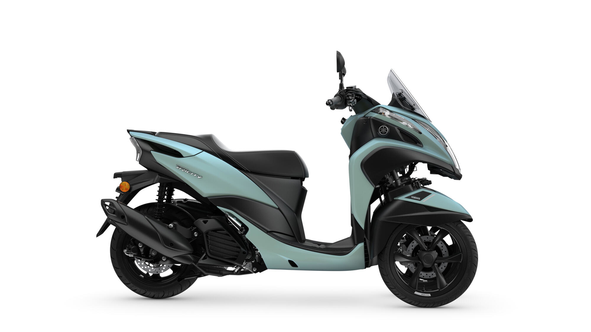 Vista lateral Yamaha Tricity 125 MY 2024, destacando su diseño trirrueda.