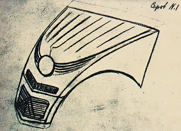 Prototipo del 2CV con un diseño distintivo en la parte delantera.