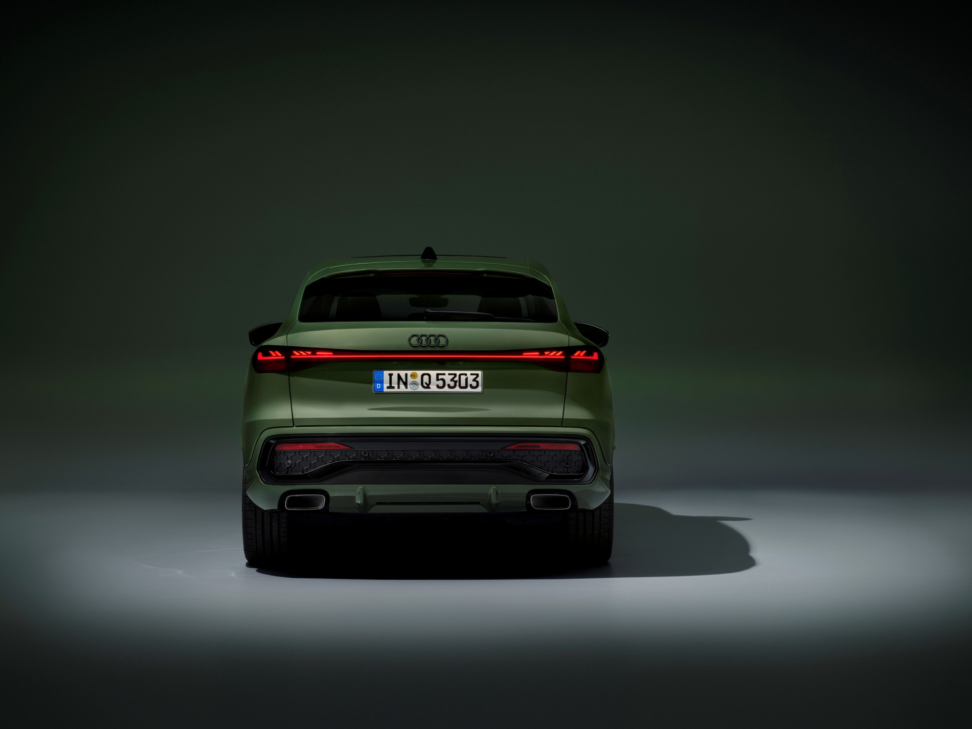 Vista trasera del Audi Q5 Sportback, resaltando su diseño elegante y contemporáneo.