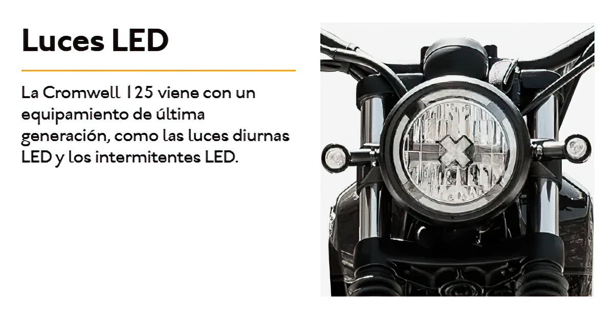 El diseño del faro delantero LED destaca por su estilo retro y moderno.