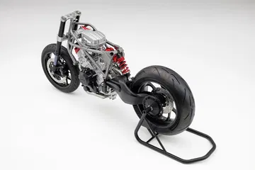 Motor V3 de Honda con turbo eléctrico para motocicleta, una innovación mecánica.