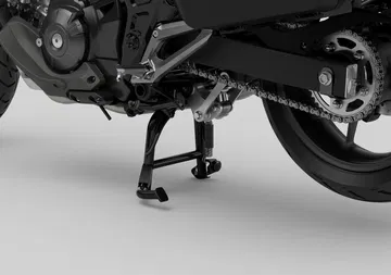 Detalle de la suspensión y soporte lateral de la Honda NC750X.