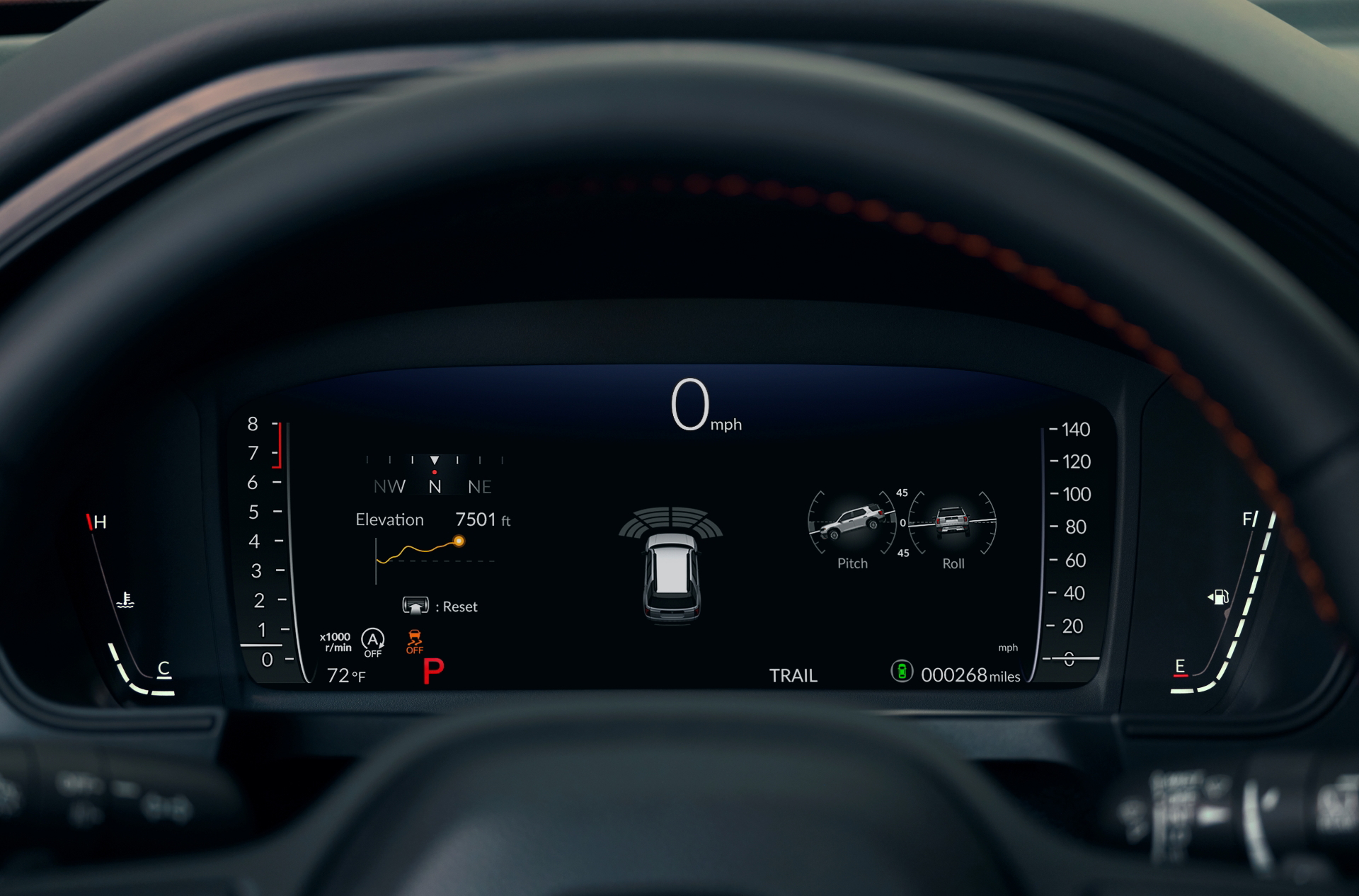 Panel de instrumentos del Honda Passport, ofreciendo una visión clara y moderna.