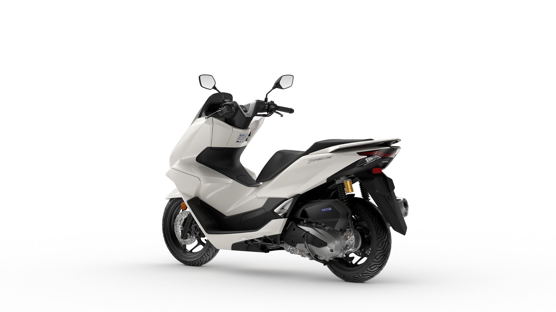 Vista lateral del Honda PCX 125 actualizado, mostrando su diseño aerodinámico.