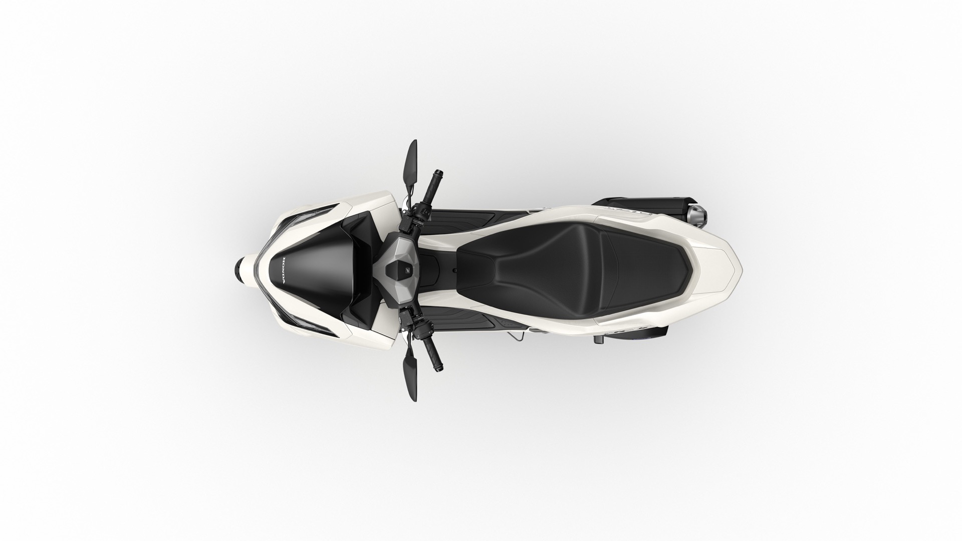 Vista aérea del Honda PCX 125 revelando su diseño aerodinámico y ergonómico.