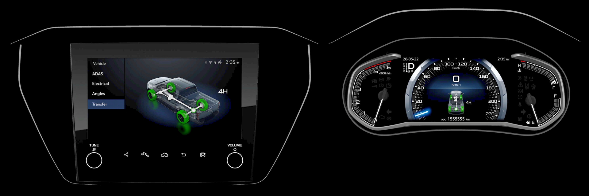 Pantalla digital y panel de instrumentos del Isuzu D-MAX 2025.