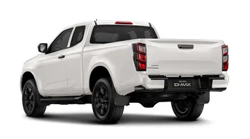 Vista trasera y lateral del Isuzu D-MAX, destacando su diseño robusto y funcional.